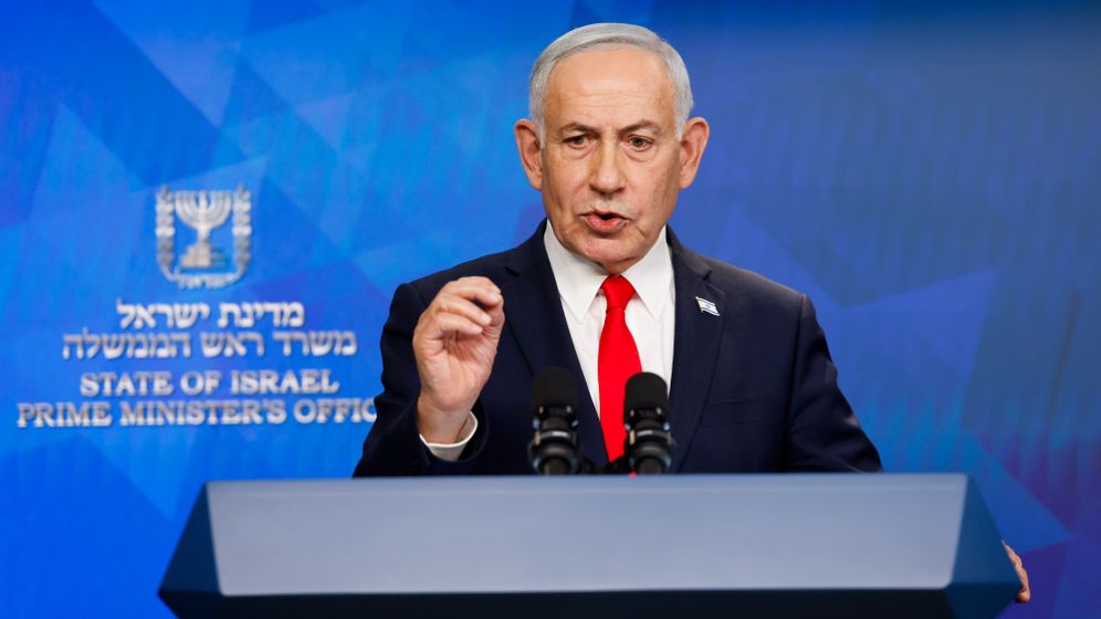אוליבייר פיטוסי/פלאש 90 בנימין נתניהו במסיבת העיתונאים, 15.06.2026