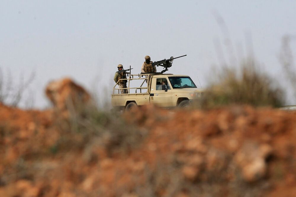 Soldiers patrol in Jordan.