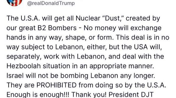 Trump: Israel is prohibited from bombing Lebanon - i24NEWS
