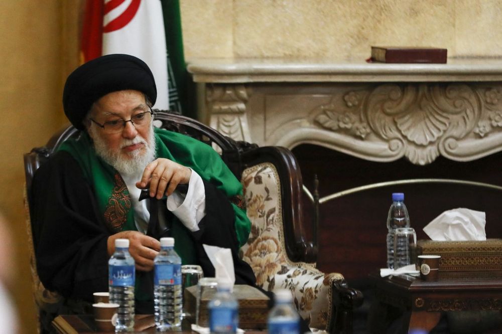 Sayyed Issa Tabatabai, the representative of Iran's supreme leader Ayatollah Ali Khamenei, receives condolences at the Iranian embassy in the Lebanese capital Beirut.