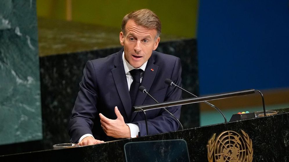 AP Photo/Yuki Iwamura Emmanuel Macron lors de la 81e session de l'Assemblée générale des Nations unies, à New York, le 22.09.2026