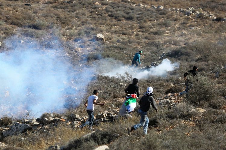 פלסטינים מתנגשים עם כוחות הביטחון בכפר קוסרה ביהודה ושומרון, ליד העיר שכם, ארכיון