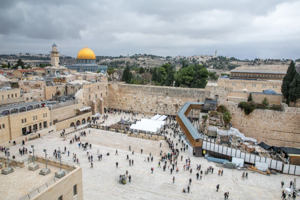 View of the Western Wall plaza and the Dome of the Rock in the background, in Jerusalem's Old City, December 23, 2021.