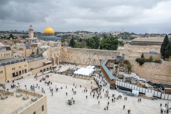 View of the Western Wall plaza and the Dome of the Rock in the background, in Jerusalem's Old City, December 23, 2021.