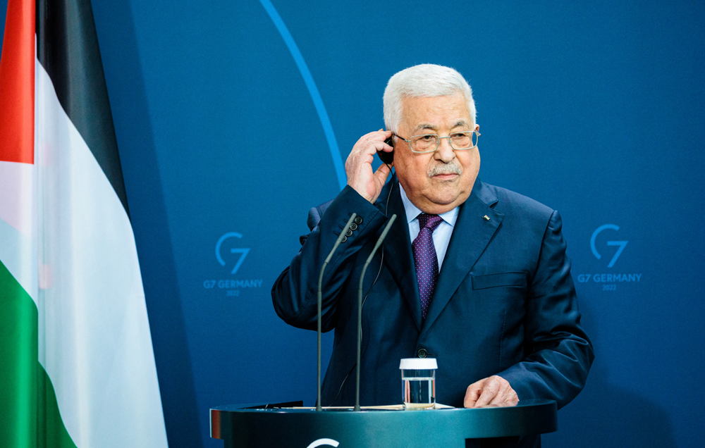 Le président de l'AP Mahmoud Abbas tient une conférence de presse conjointe avec le chancelier allemand à Berlin le 16 août 2022.