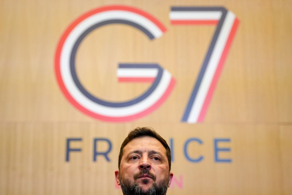 AP Photo/Vadim Ghirda Ukrainian President Volodymyr Zelenskyy attends the G7 summit in Evian-les-Bains, France, Tuesday, June 16, 2026