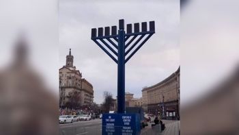Hanukkah menorah in Kyiv's Maidan square, said to be the largest in Europe