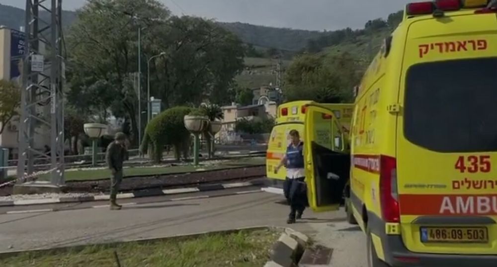 Magen David Adom (MDA) paramedics respond to missile attack in northern Israeli city of Kiryat Shmona
