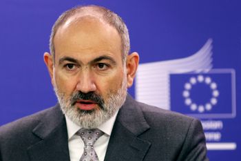FILE Armenian Prime Minister Nikol Pashinyan addresses a media conference at EU headquarters in Brussels, April 4, 2024.