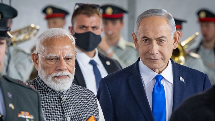 Prime Minister Benjamin Netanyahu alongside Indian Prime Minister Narendra Modi, during his visit to Israel, 26.02.26
