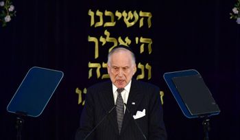 President of the World Jewish Congress Ronald Lauder gives a speech in Berlin, Germany.