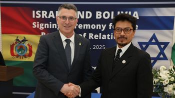 Le ministre israélien des Affaires étrangères, Gideon Sa'ar et son homologue bolivien, Fernando Aramayo, à Washington, États-Unis, le 10.12.2025