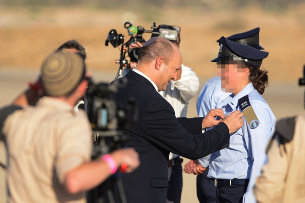 Israel's Prime Minister Naftali Bennett at a military ceremony at the Hatzerim Air Base in southern Israel, on June 23, 2022.