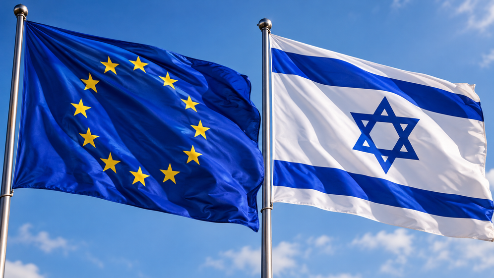 IA Les drapeaux de l'Europe et d'Israël
