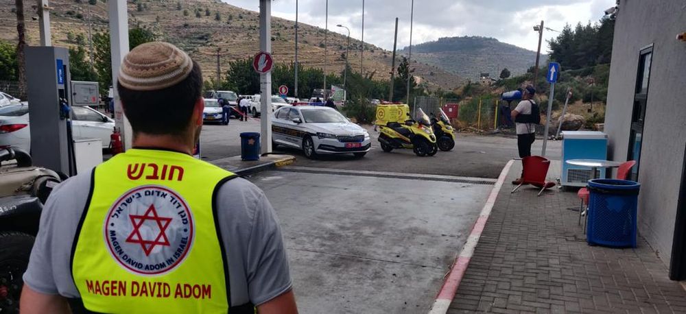 Magen David Adom (MDA) paramedic at scene of a terror attack in the West Bank.