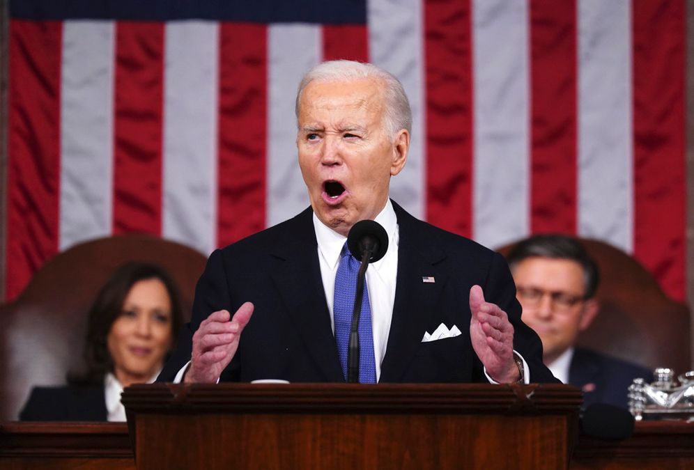 President Joe Biden delivers the State of the Union address to a joint session of Congress at the Capitol, Thursday, March 7, 2024, in Washington.
