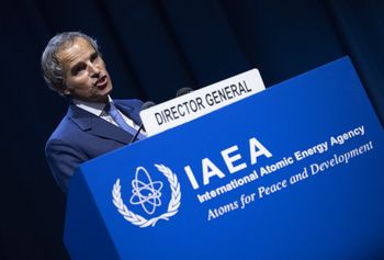 Rafael Grossi, Director General of the International Atomic Energy Agency (IAEA), speaks at the agency's headquarters in Vienna, Austria.