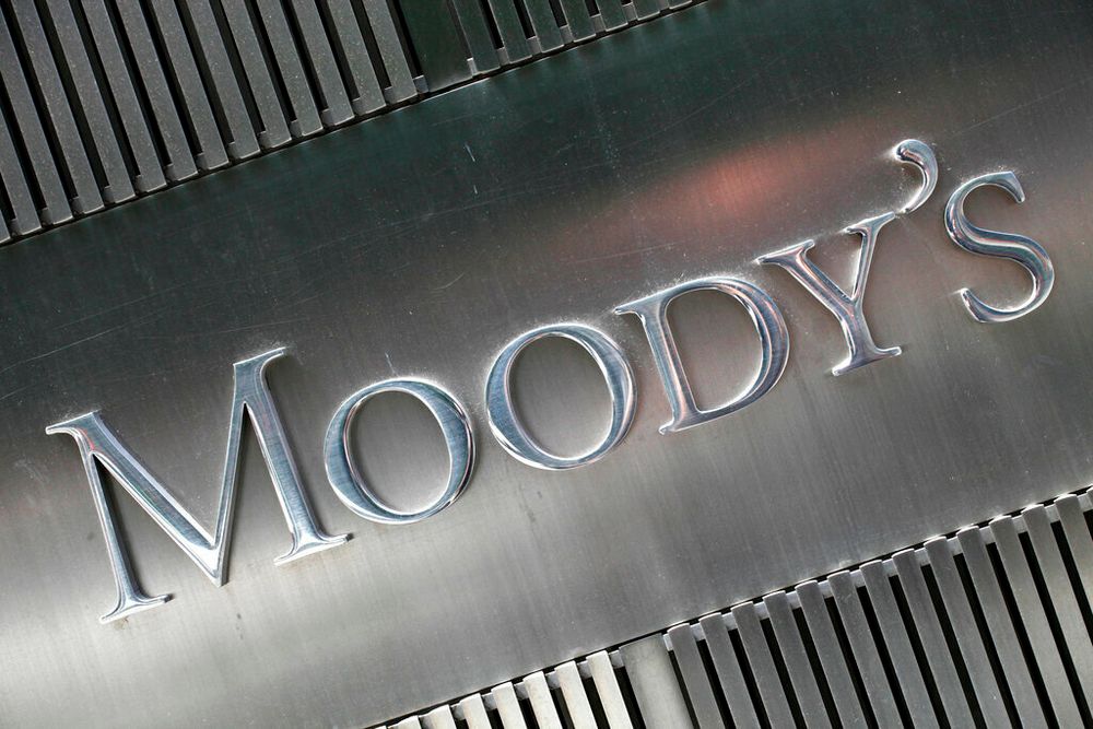 Une enseigne de Moody's Corp. à New York