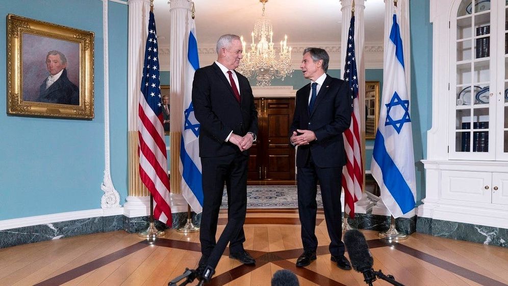 US Secretary of State Antony Blinken (R) meets with Israel’s Defense Minister Benny Gantz, on June 3, 2021, at the State Department in Washington, DC.