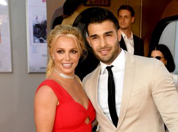 Britney Spears (L) and Sam Asghari arrive at the premiere of Sony Pictures' "One Upon A Time...In Hollywood" at the Chinese Theatre in Hollywood, California, U.S.