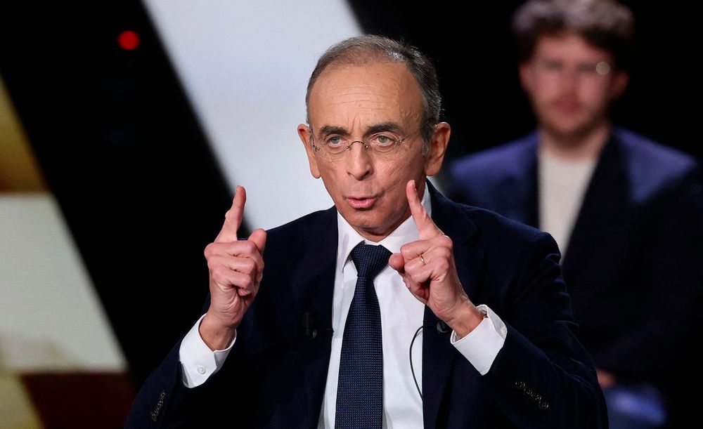 Eric Zemmour at the political program "Elysée 2022" on the French television channel France 2, in Saint-Denis, near Paris, on March 17, 2022.