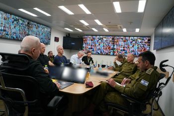 Israeli Defense Minister Yoav Galant (L) held discussions with IDF Chief of Staff  Lieutenant General Herzi Halevi (R) and other senior officials.