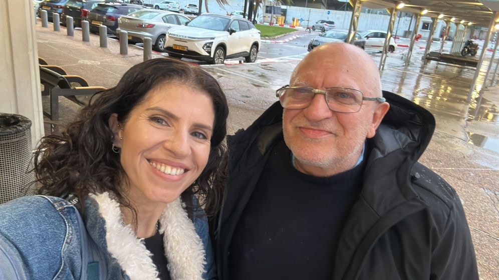 Yaakov Harari at the initial meeting with his daughter Yael