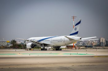 El Al plane parked at the Ben Gurion Airport near Tel Aviv, on April 18, 2021.