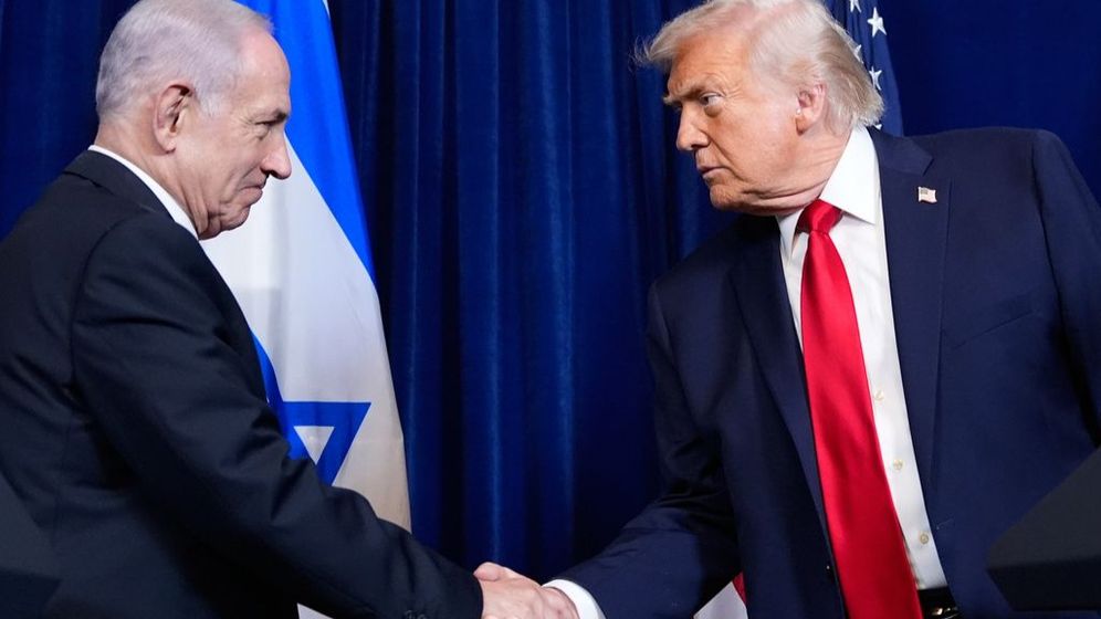 Netanyahu and Trump at the conclusion of their meeting in Flordia