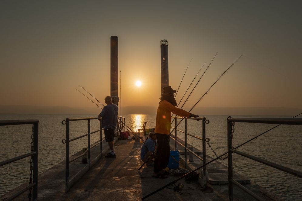 Mila Aviv/Flash90 The sun sets at the Ginosar beach at the Kinneret, the Sea of Galilee, in northern Israel, on October 19, 2019
