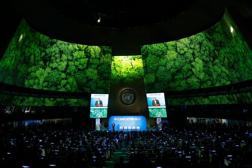 United Nations Secretary-General Antonio Guterres addresses the Climate Summit in the UN General Assembly at the organization's headquarters in New York, New York on September  23, 2019.