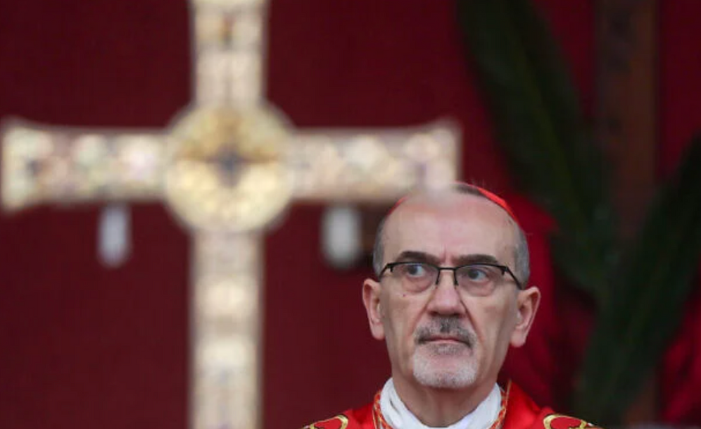 Le cardinal Pierbattista Pizzaballa, patriarche latin de Jérusalem, dirige un office pour le dimanche des Rameaux à Jérusalem, le 29 mars 2026.