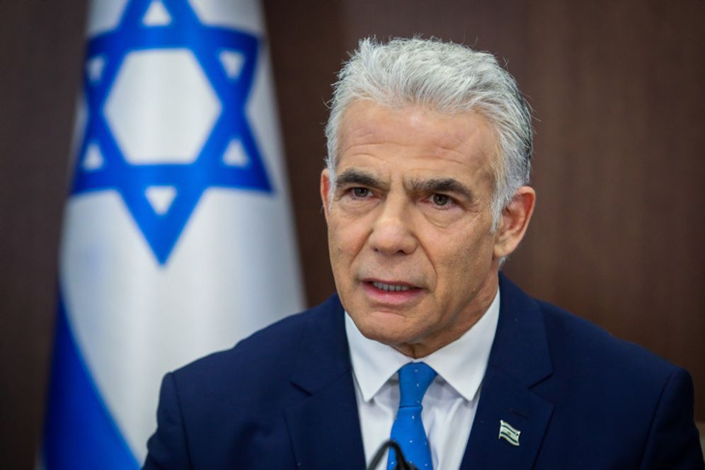 Israel's Prime Minister Yair Lapid leads a cabinet meeting at the Prime Minister's office in Jerusalem, on July 31, 2022.