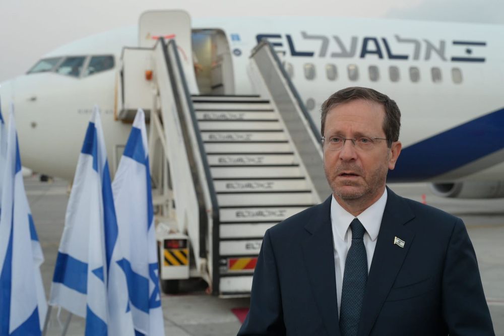 Israel's President Isaac Herzog before departing to Germany, September 4, 2022.