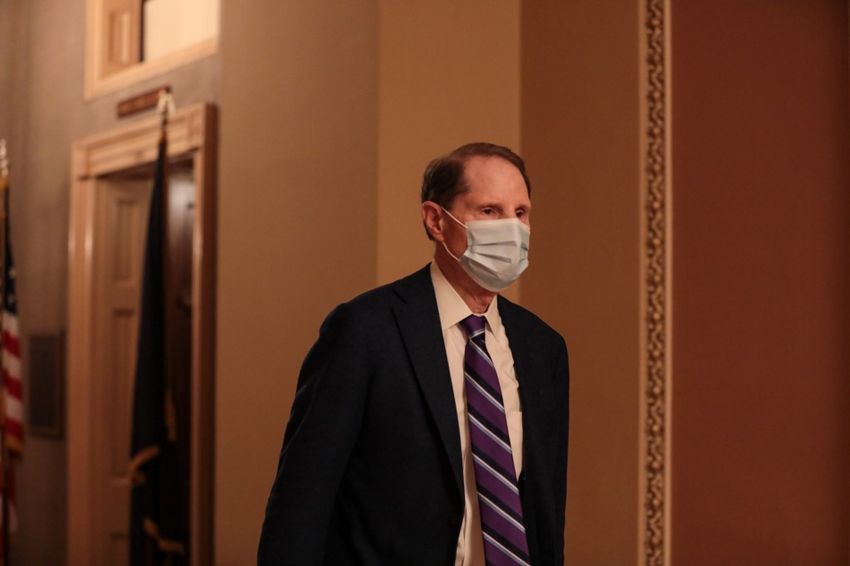 Sen. Ron Wyden (D-OR) walks to the Senate Floor at the US Capitol in Washington, DC, on December 21, 2020.