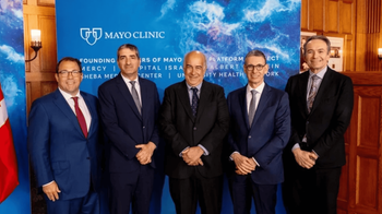 Steve Mackin, President & CEO Mercy; Prof. Yitshak Kreiss, M.D. CEO Sheba Medical Center; Henrique Neves CEO Hospital Israelite Albert Einstein; Gianrico Farrugia, M.D. President & CEO Mayo Clinic; Kevin Smith, D.Phil. CEO University Health Network