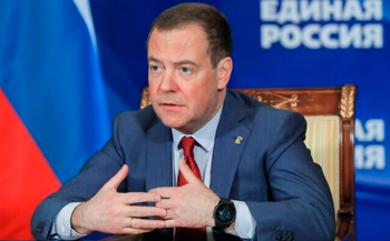 Le vice-président du Conseil de sécurité russe et chef du parti Russie unie, Dmitri Medvedev en Russie, le 16 mars 2022.