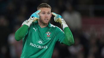 Le gardien de but israélien de Southampton, Daniel Peretz, lors du match de quart de finale de la Coupe d'Angleterre de football opposant Southampton à Arsenal, à Southampton, en Angleterre, le 04.04.2026