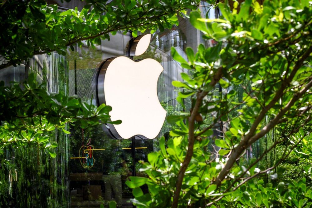 The Apple logo is pictured outside the newly-opened Apple store in downtown Bangkok, Thailand, on July 31, 2020.