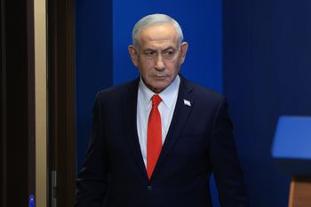 Israeli Prime Minister Benjamin Netanyahu holds a news conference, in Jerusalem, Monday June 15, 2026. 
