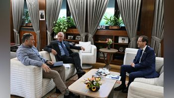 President of the State Yitzhak Herzog, Chairman of the Central Elections Committee Judge Noam Solberg and Head of the Shin Bet David Zini