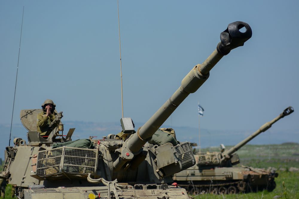 Artillery reserve soldiers take part in an exercise in the Golan Heights, northern Israel, March 28, 2022.