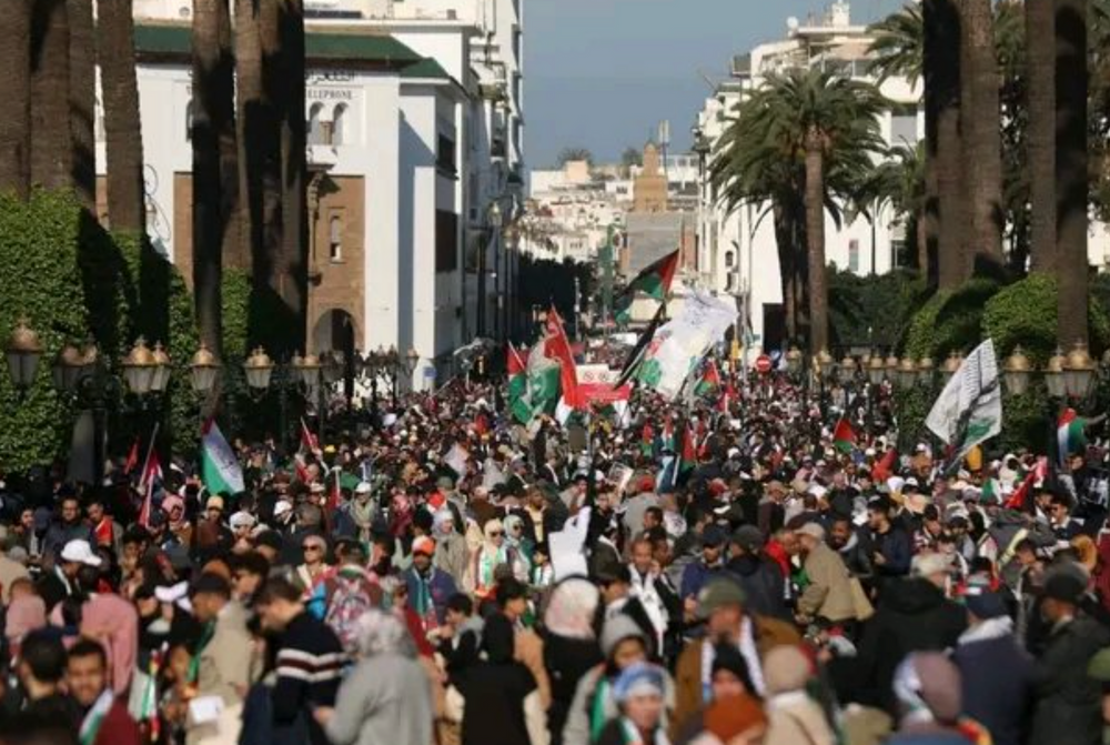 Thousands march for "Free Palestine" movement in Morocco
