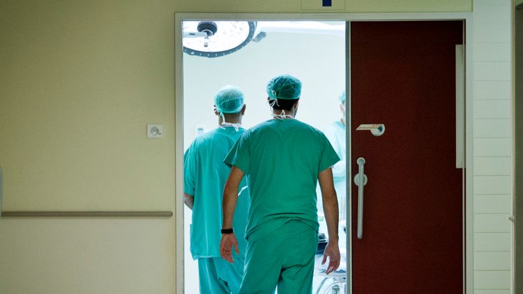 File photo of doctors entering the emergency room at the English Mission Hospital in Nazareth