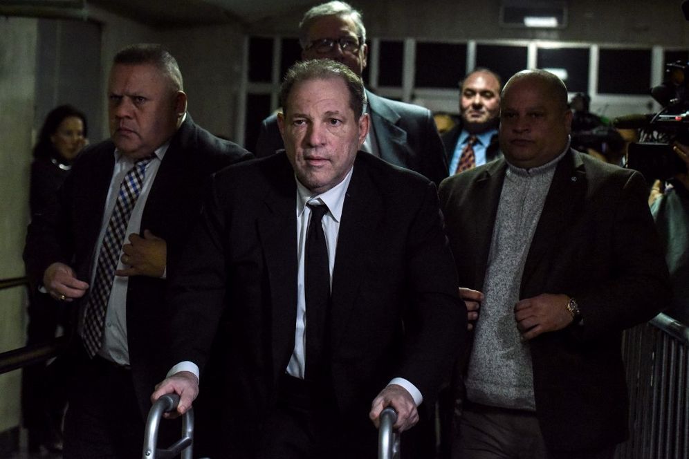 NEW YORK, NY - JANUARY 06: Harvey Weinstein walks away from the courtroom in New York City criminal court on January 6, 2020 in New York City.