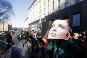 People take part in a demonstration in support of Argentine Vice President Cristina Fernandez de Kirchner at Plaza de Mayo square in Buenos Aires, Argentina, on September 2, 2022.
