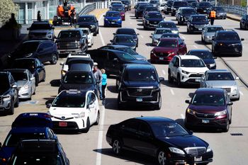 Heavy traffic is seen at as pro-Palestinian demonstrators blocked a freeway leading to three Chicago O'Hare International Airport terminals Monday morning, temporarily stopping vehicle traffic into one of the U.S.'s busiest airports.