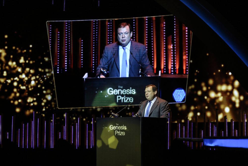 Chairman of the Genesis Award Mikhail Fridman speaks during the award ceremony at the Jerusalem Theater, in Israel on June 18, 2015.