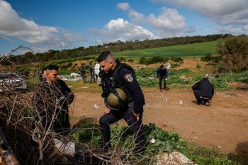 Police at the scene of a shooting in Rahat, southern Israel, March 15, 2022.