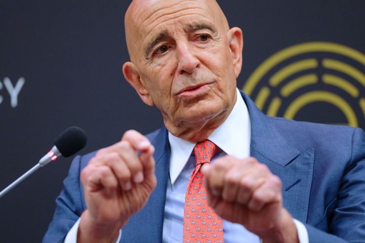 US Ambassador to Turkey and Special Envoy to Syria Tom Barrack speaks in a panel during the Antalya Diplomacy Forum, in Antalya, southern Turkey, Friday, April 17, 2026